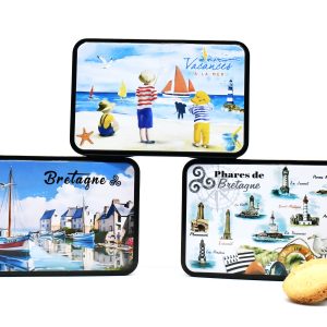 Boîte métallique bretagne - en bretagne on se la joue rock à bilig, vive la bretagne, port phare bateau coloré bretagne avec des palets breton à la fleur de sel