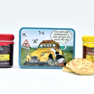 Boite métallique bretagne galette beurre et duo de confiture abricot & fraise
