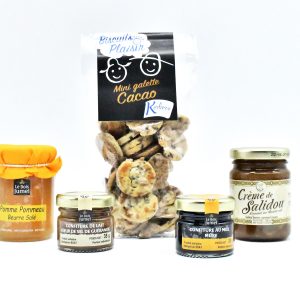 Boite métallique couché de soleil - Coffret produit breton surcé - mini galette bretonne - pépite chocolat - caramel beurre salé - confiture - biscuit - mure